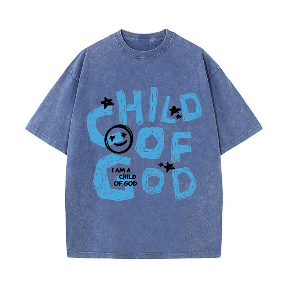 Child of God Smiley Graphic Unisex Washed T-Shirt