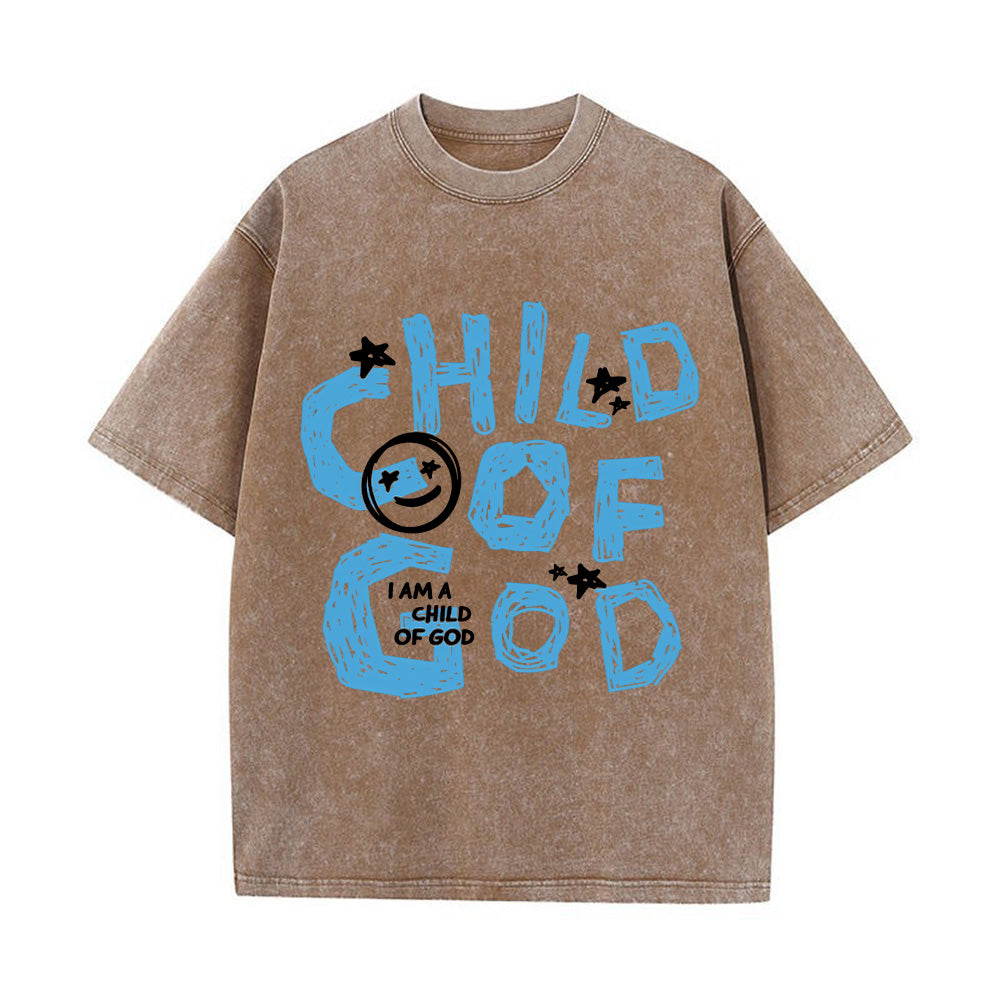 Child of God Smiley Graphic Unisex Washed T-Shirt