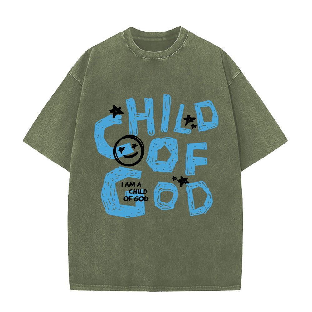 Child of God Smiley Graphic Unisex Washed T-Shirt