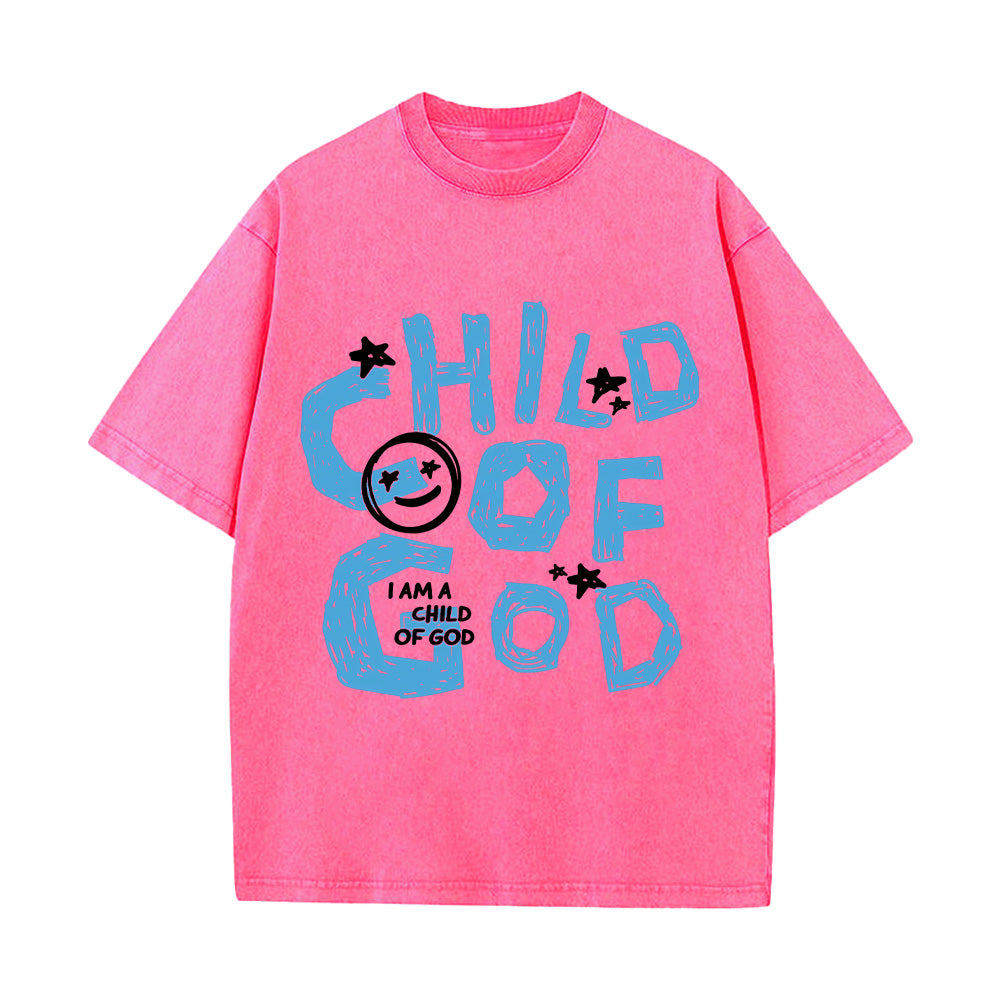 Child of God Smiley Graphic Unisex Washed T-Shirt