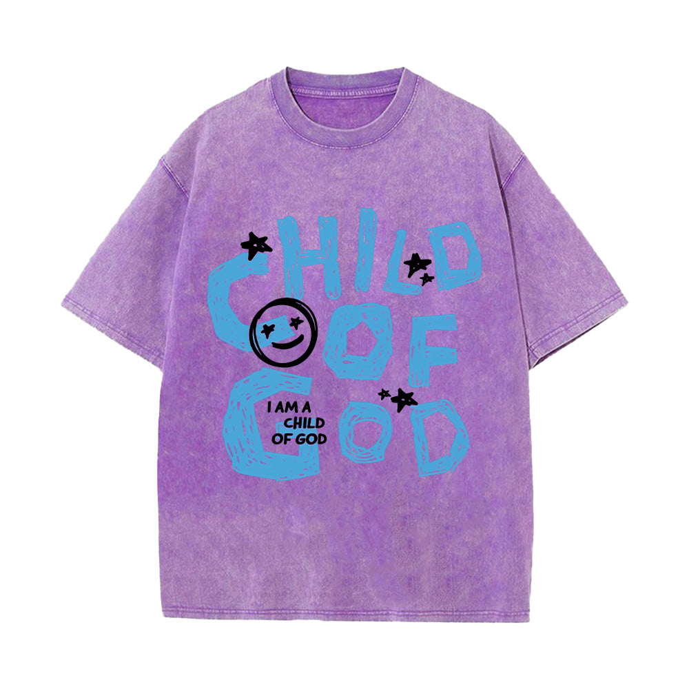 Child of God Smiley Graphic Unisex Washed T-Shirt
