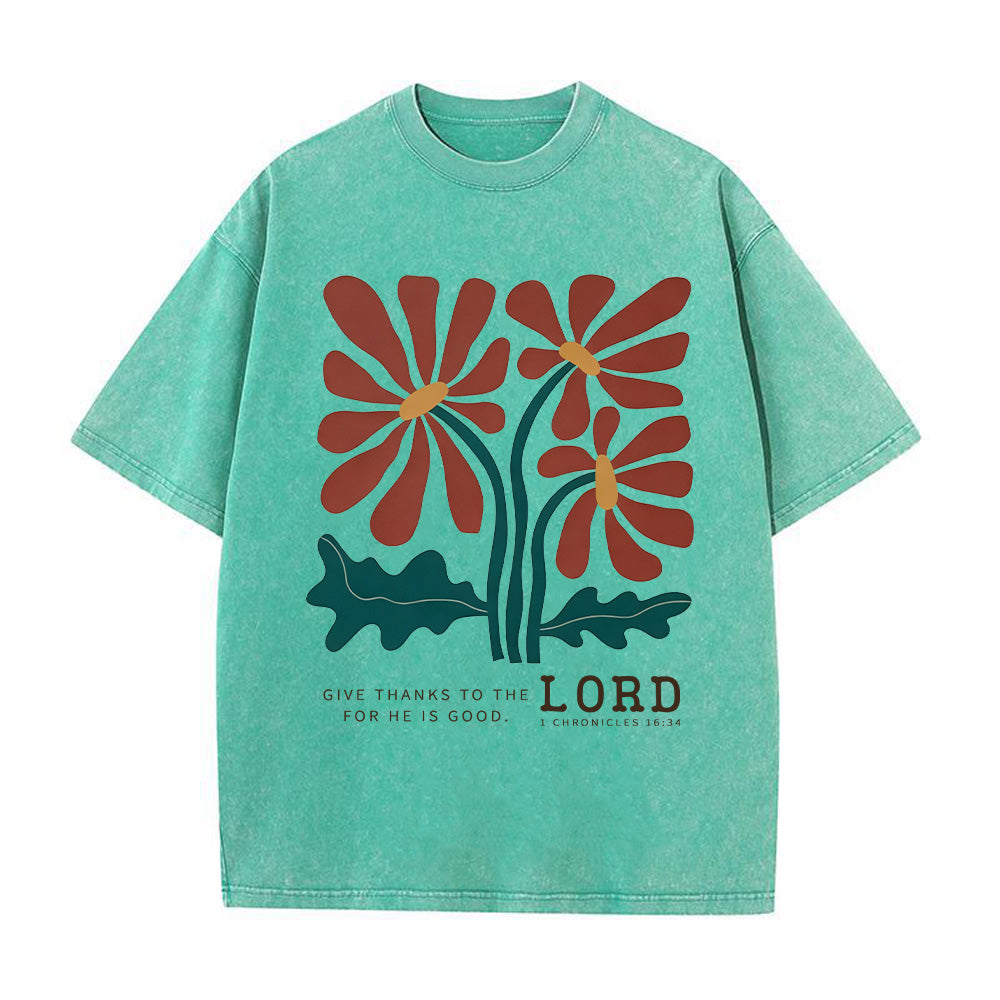Retro Floral Graphic Washed Unisex T-Shirt