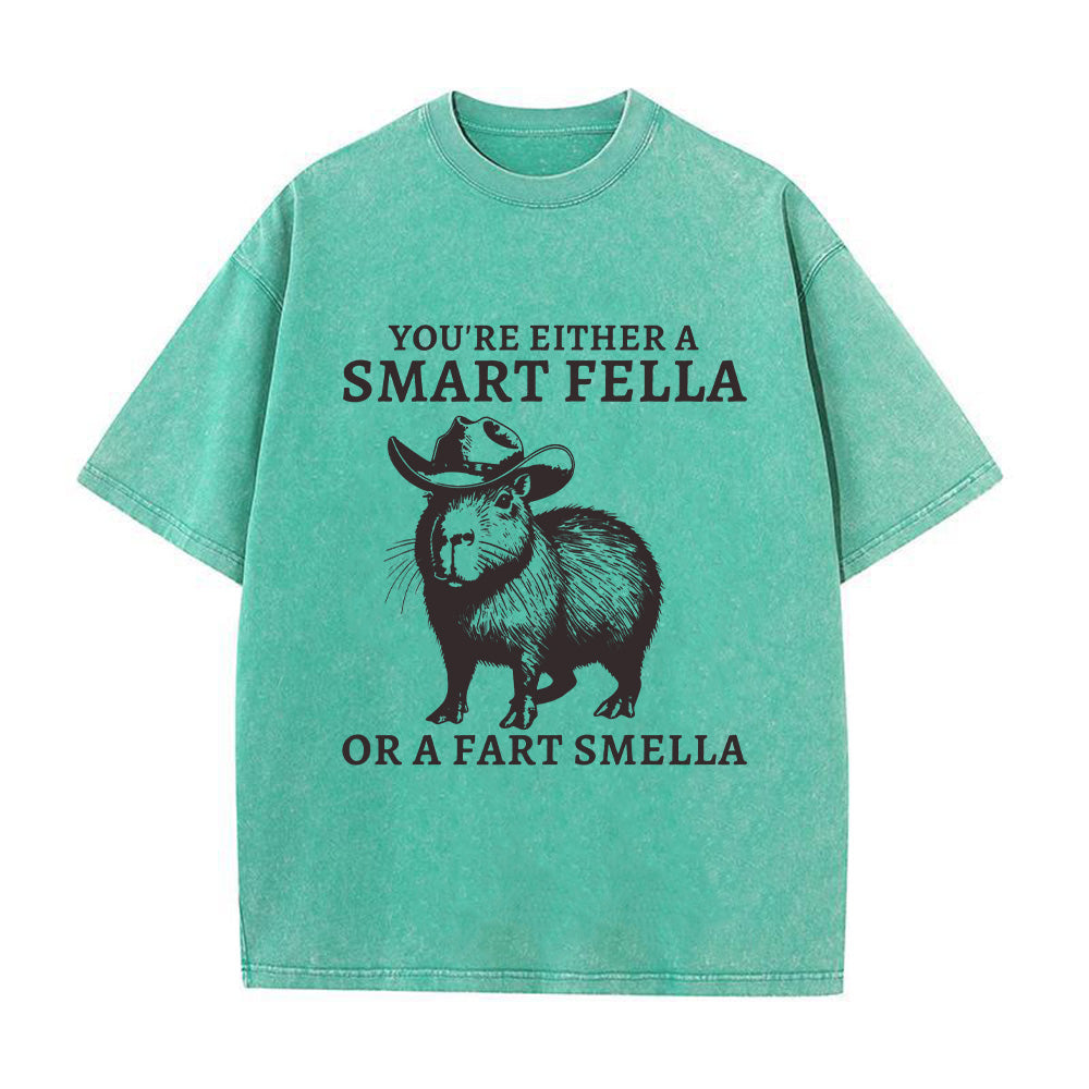 Retro Smart Fella Capybara 90s Unisex Washed T-Shirt