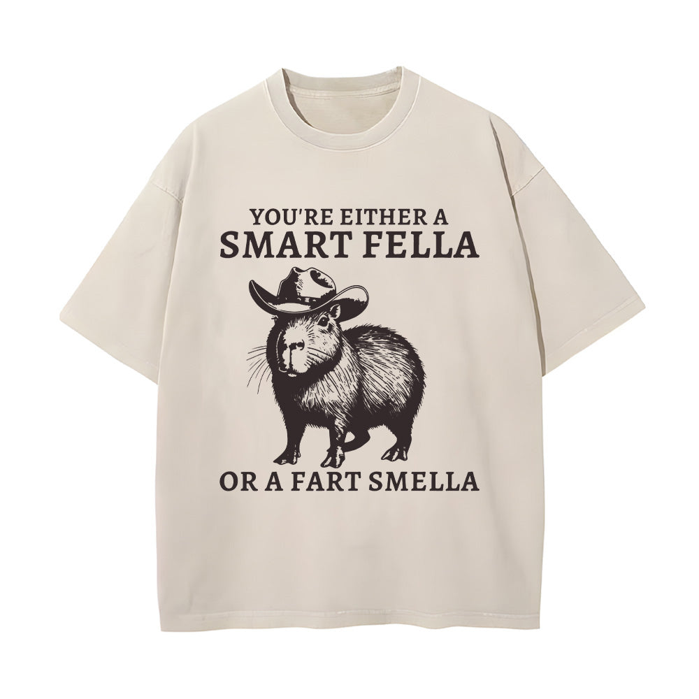 Retro Smart Fella Capybara 90s Unisex Washed T-Shirt