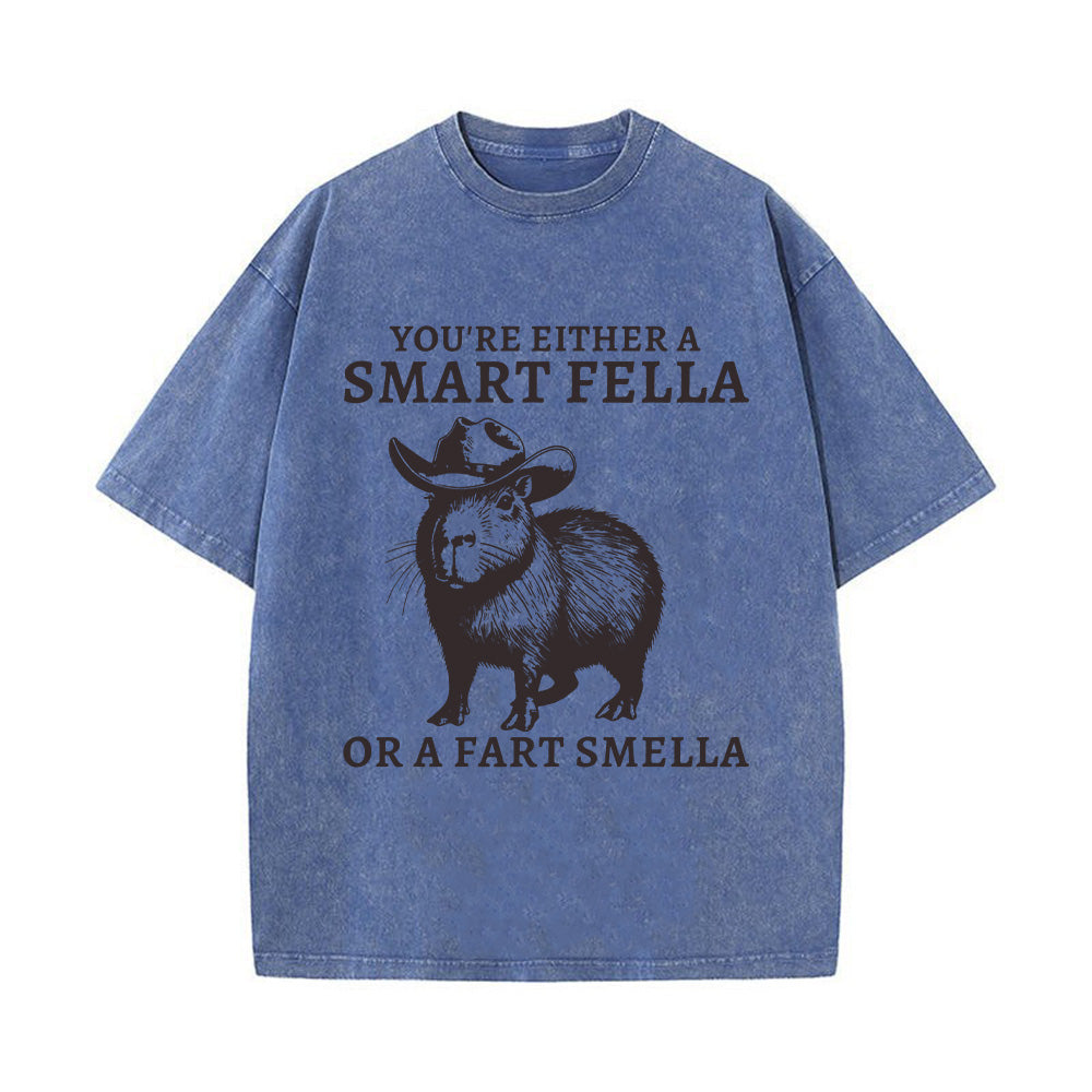 Retro Smart Fella Capybara 90s Unisex Washed T-Shirt