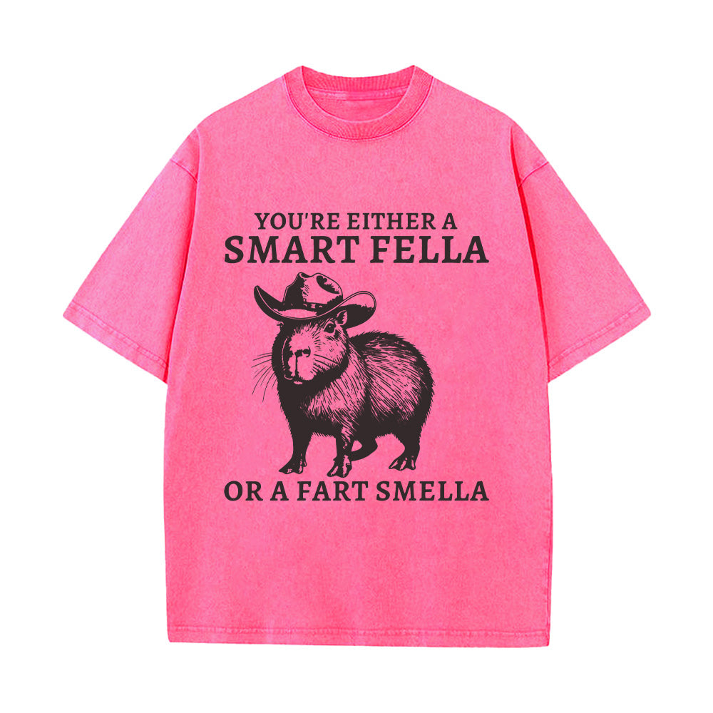Retro Smart Fella Capybara 90s Unisex Washed T-Shirt