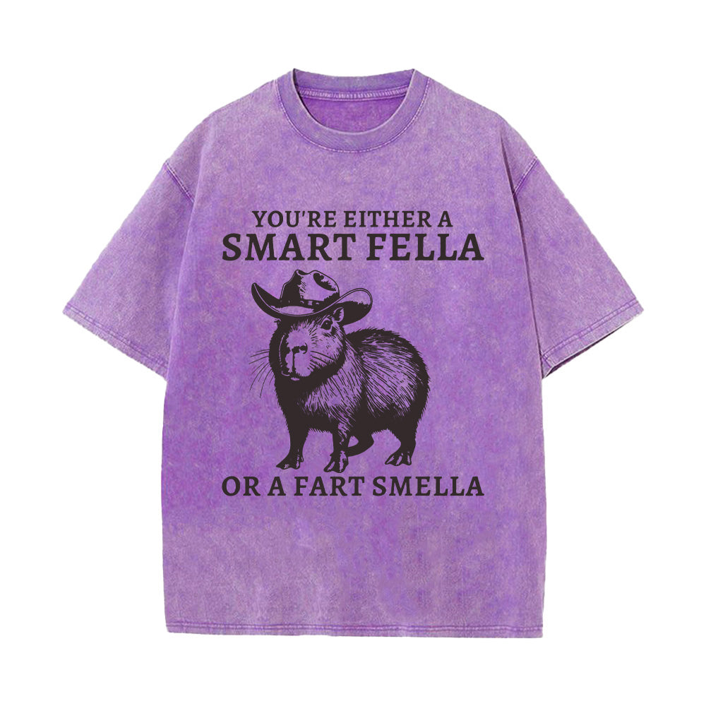 Retro Smart Fella Capybara 90s Unisex Washed T-Shirt