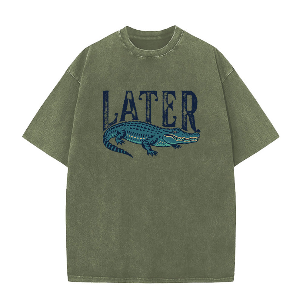 Funny Alligator Unisex Washed T-Shirt