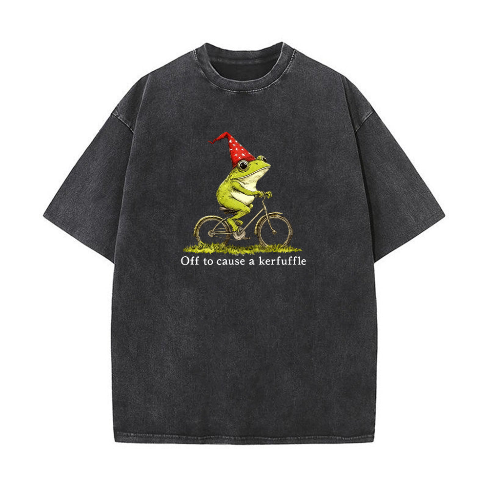 Funny Frog Unisex Washed T-Shirt