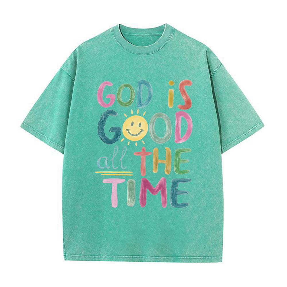 God is Good All The Time Unisex Washed T-Shirt
