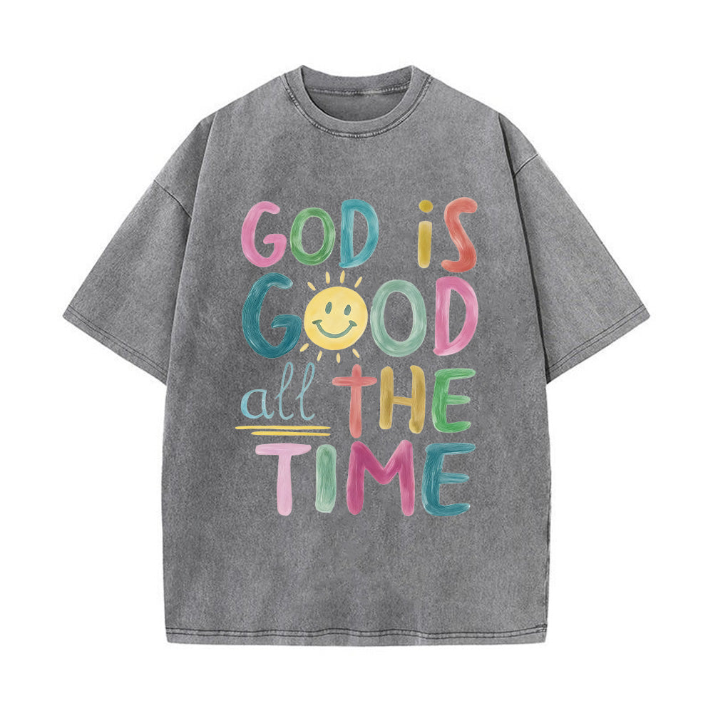 God is Good All The Time Unisex Washed T-Shirt