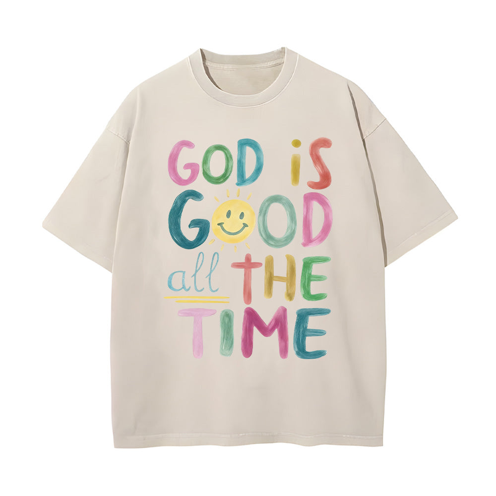 God is Good All The Time Unisex Washed T-Shirt