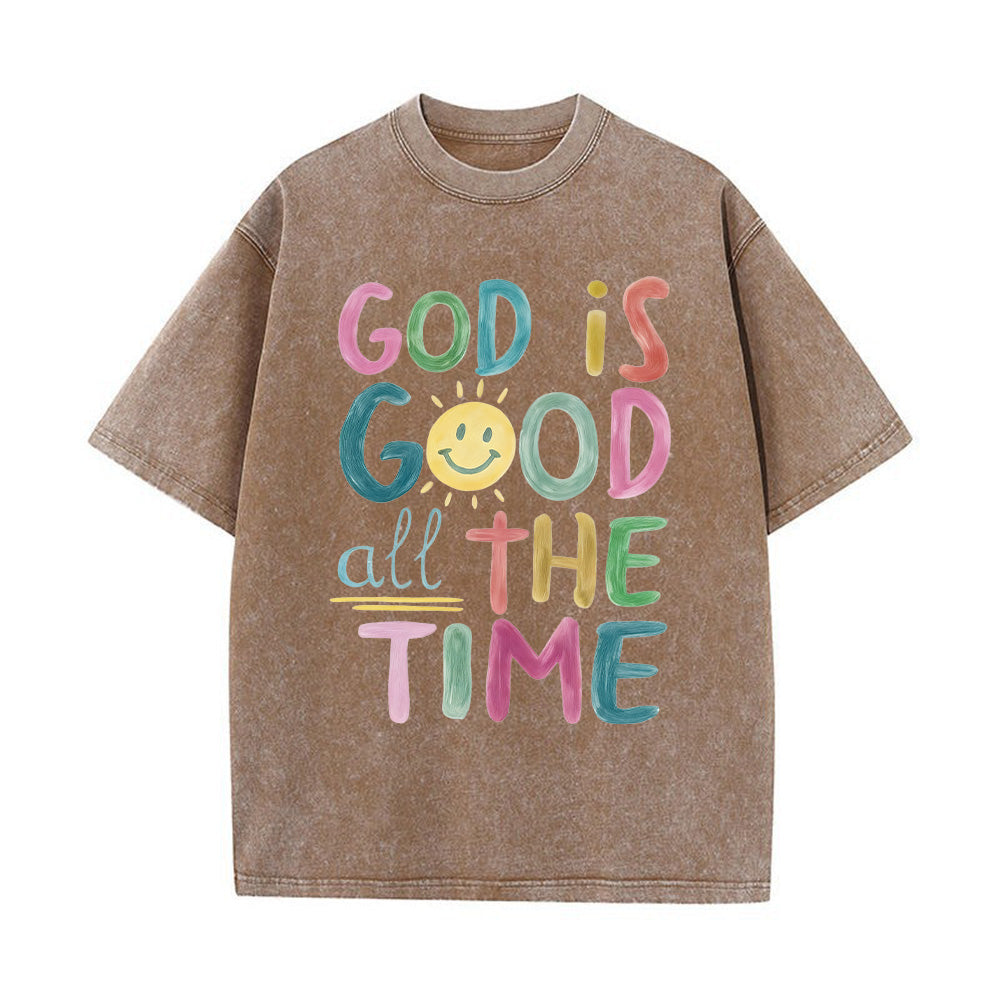 God is Good All The Time Unisex Washed T-Shirt