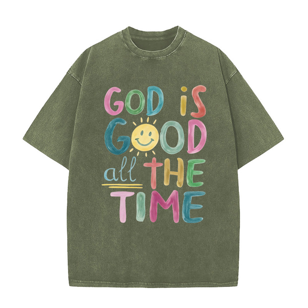 God is Good All The Time Unisex Washed T-Shirt