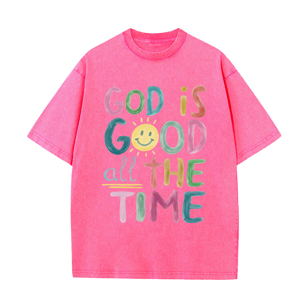 God is Good All The Time Unisex Washed T-Shirt