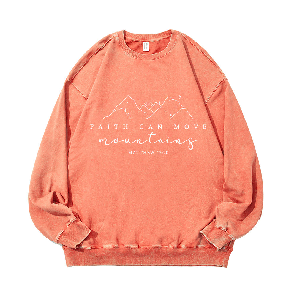 Faith Can Move Mountains Unisex Washed Sweatshirt