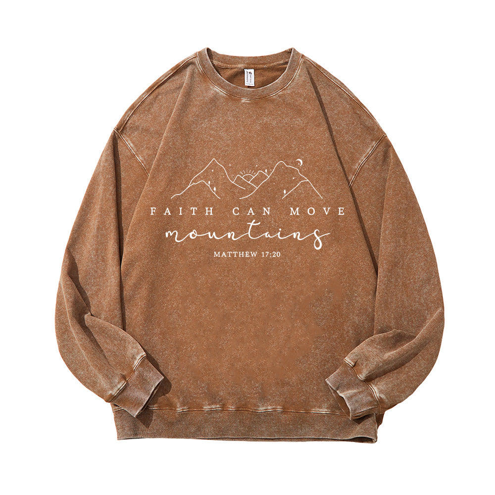 Faith Can Move Mountains Unisex Washed Sweatshirt