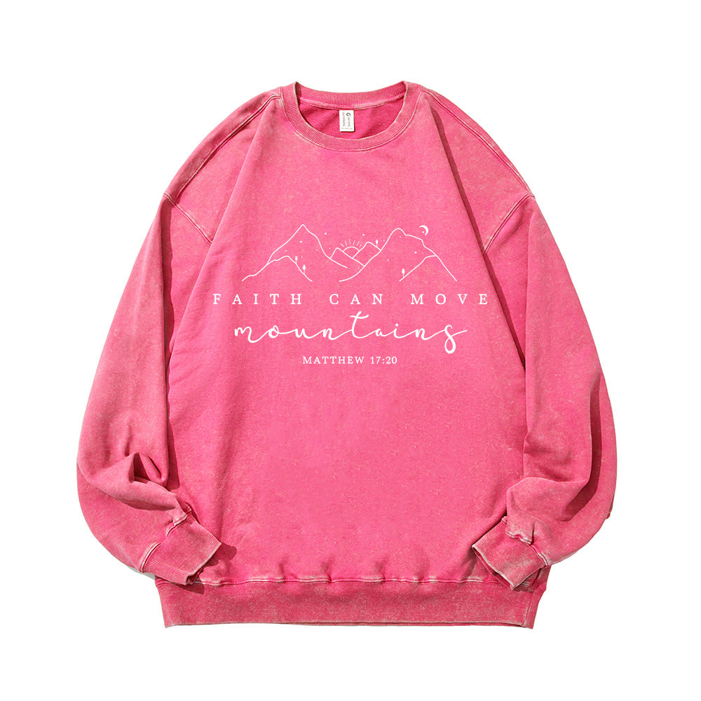 Faith Can Move Mountains Unisex Washed Sweatshirt