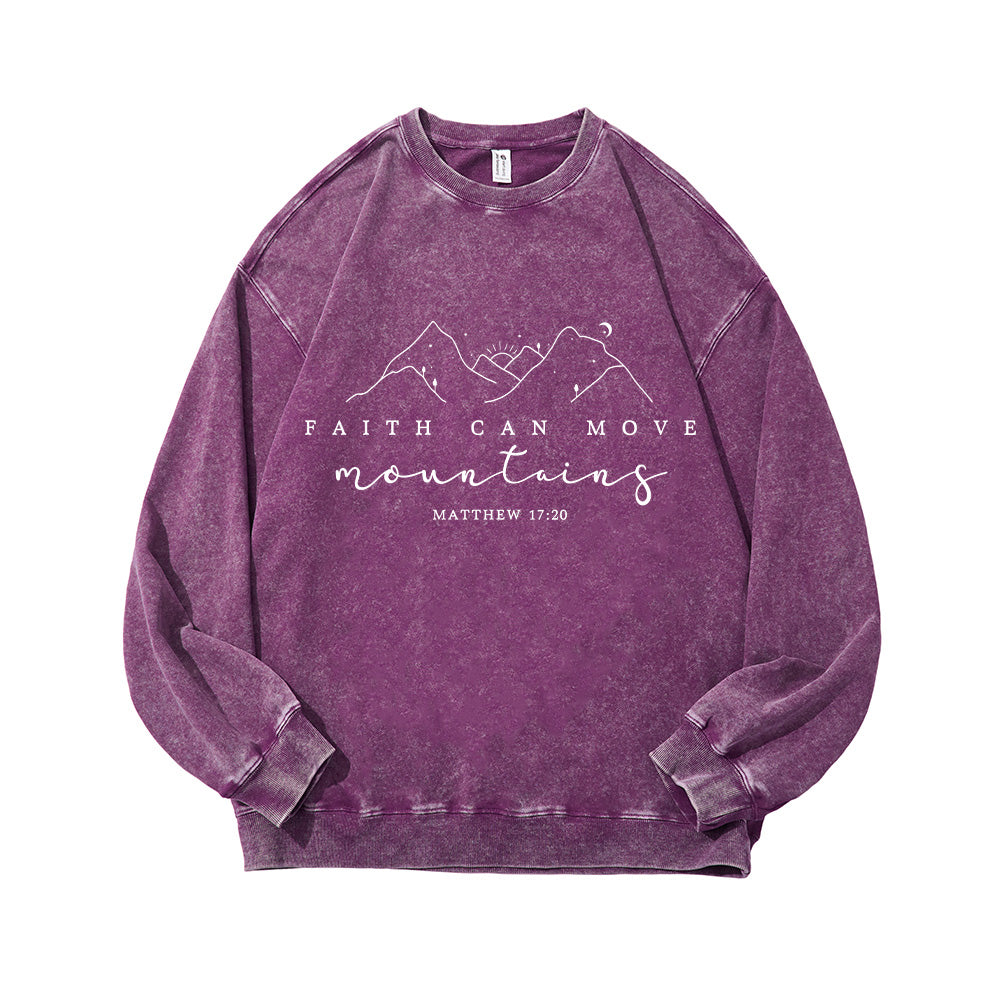 Faith Can Move Mountains Unisex Washed Sweatshirt