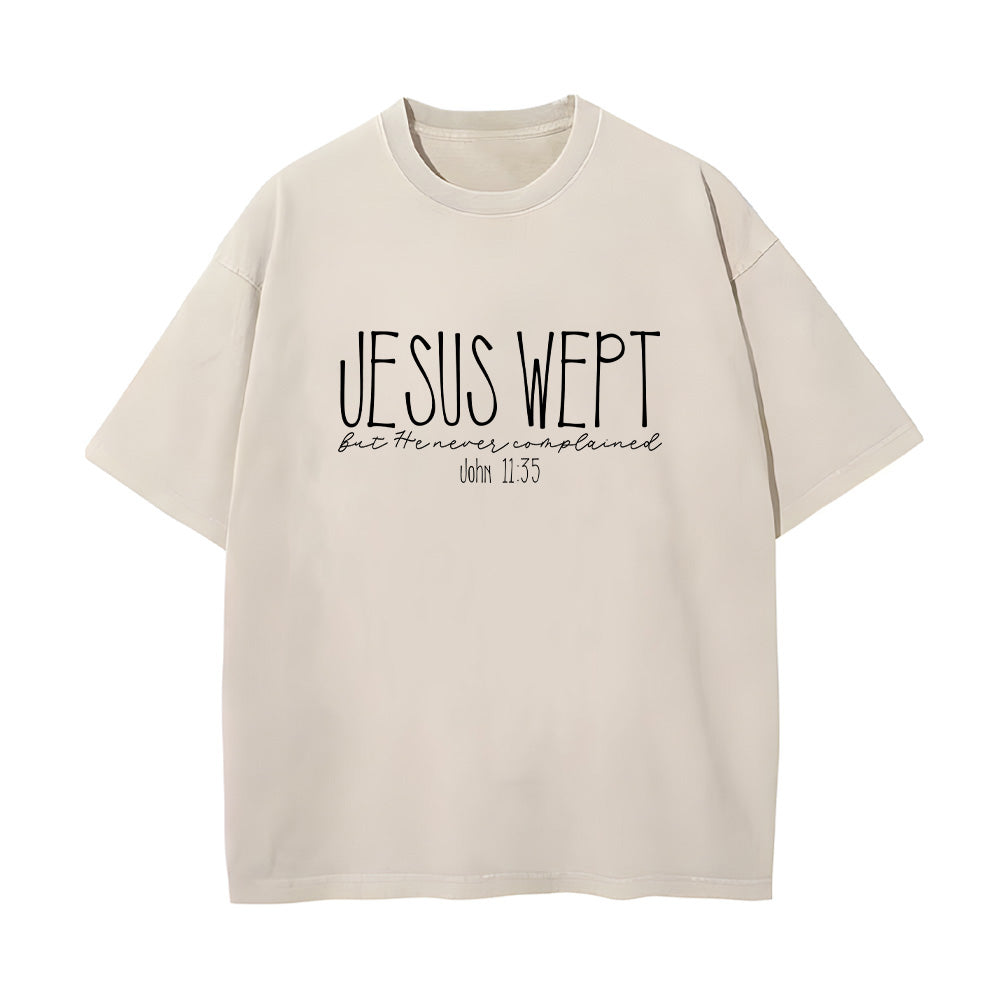 Jesus Wept Bible Verse Faith Based Unisex Washed T-Shirt