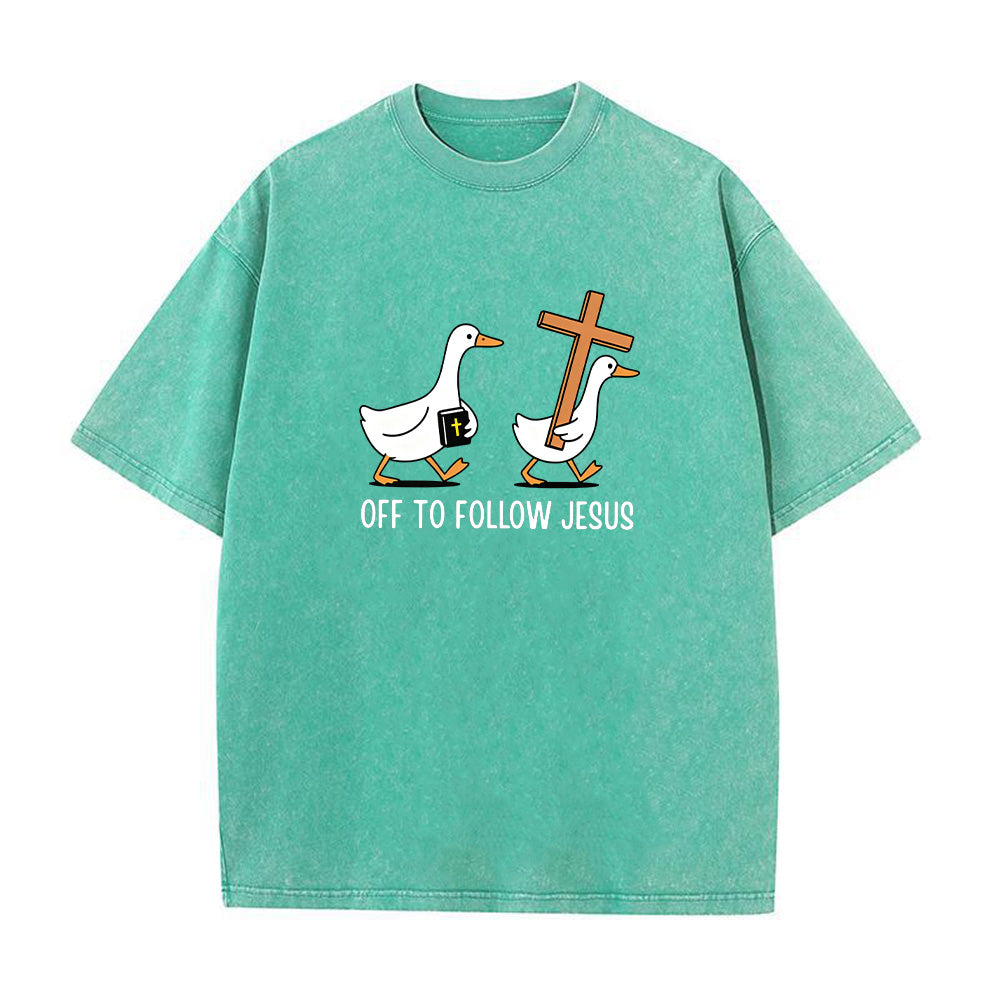 Christian Duck Graphic Unisex Washed T-Shirt