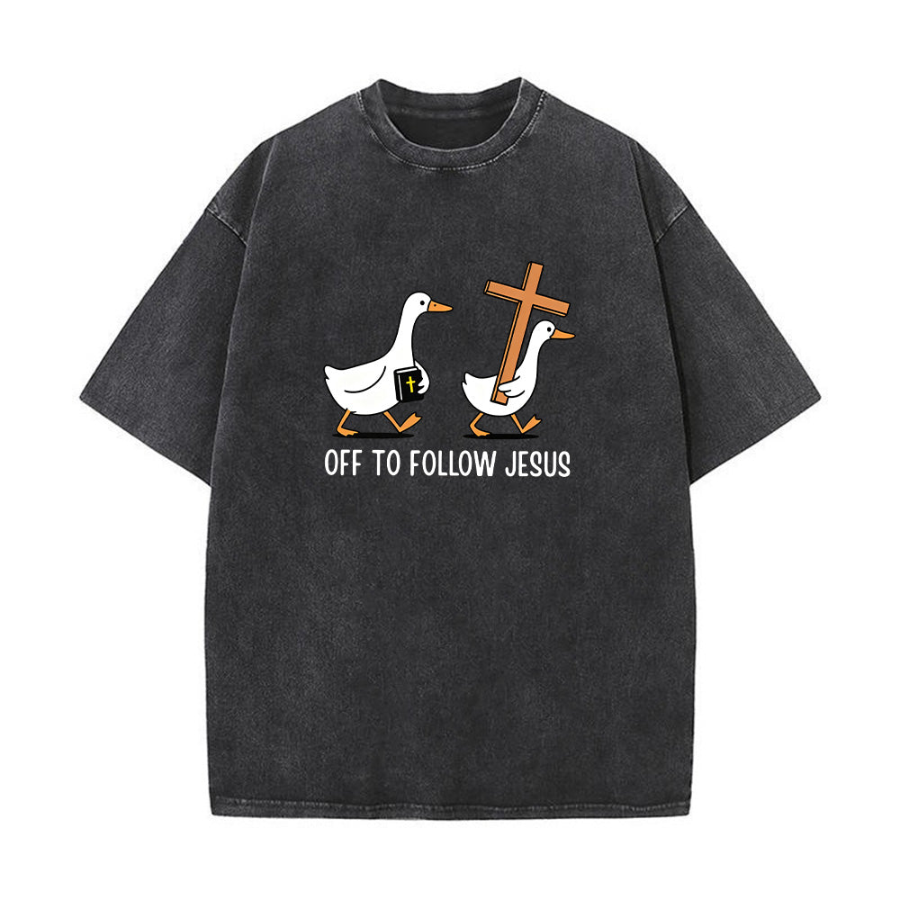 Christian Duck Graphic Unisex Washed T-Shirt