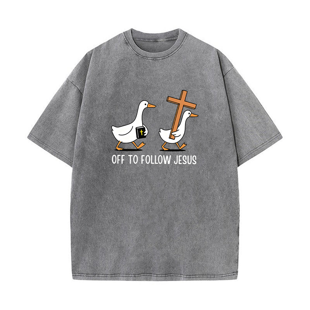 Christian Duck Graphic Unisex Washed T-Shirt