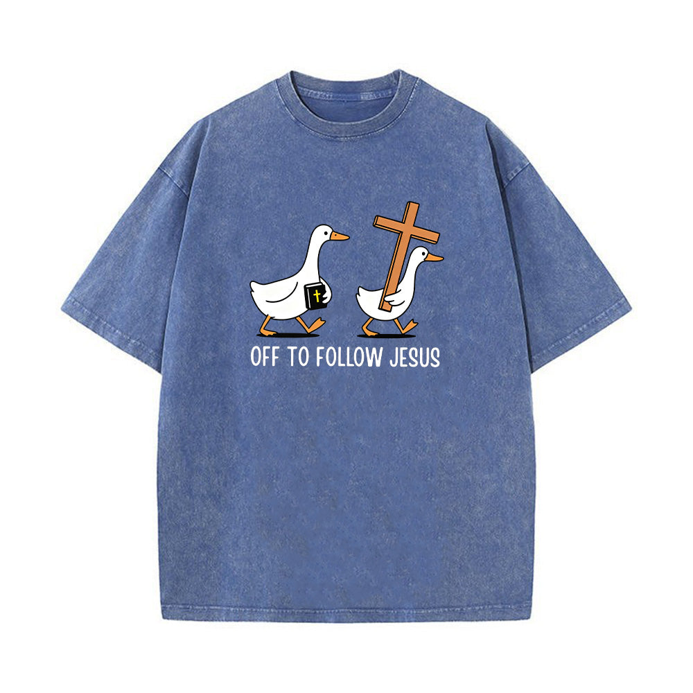 Christian Duck Graphic Unisex Washed T-Shirt