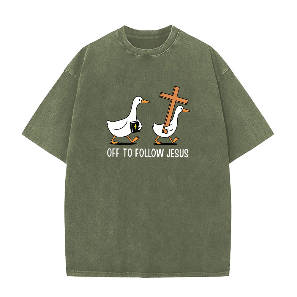 Christian Duck Graphic Unisex Washed T-Shirt