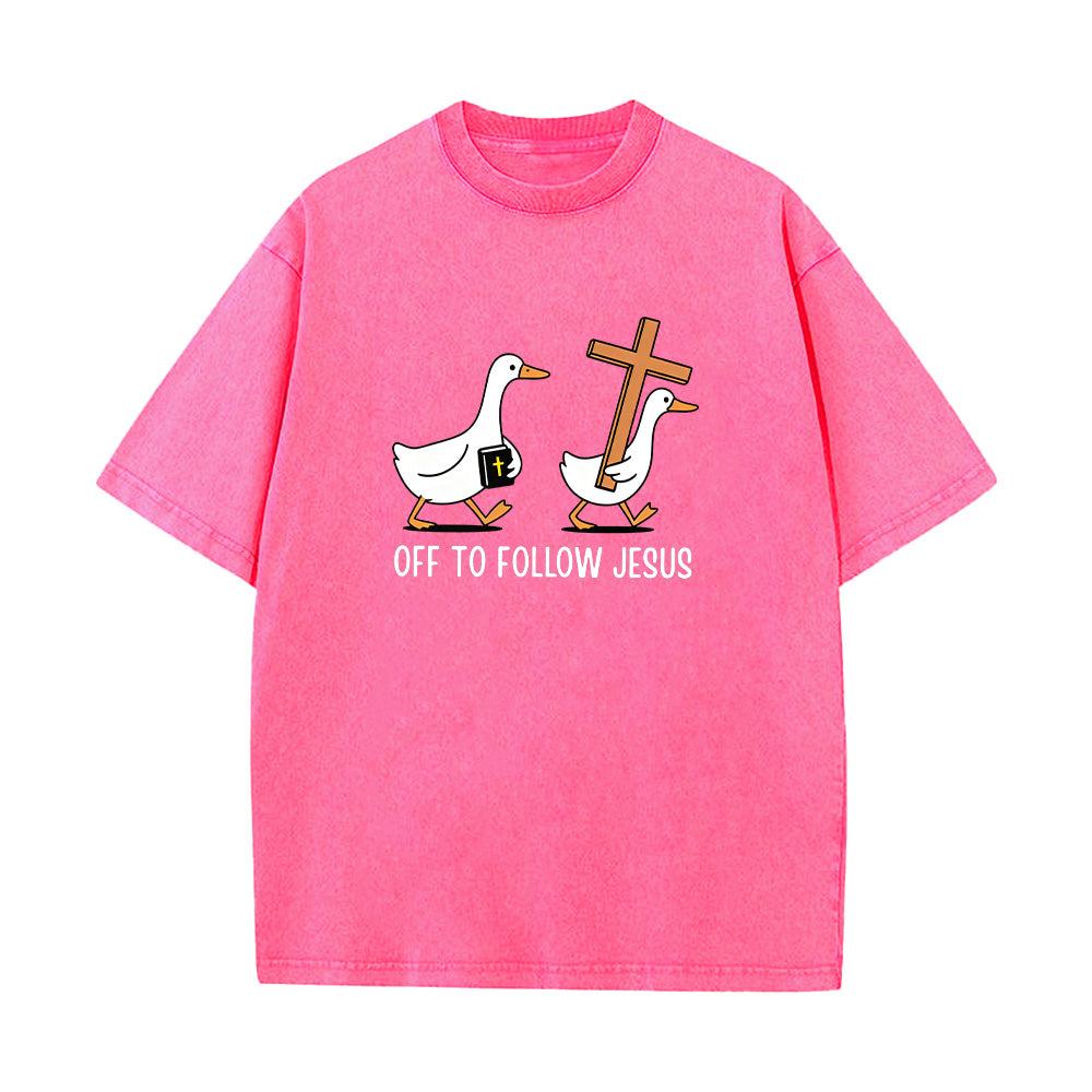 Christian Duck Graphic Unisex Washed T-Shirt