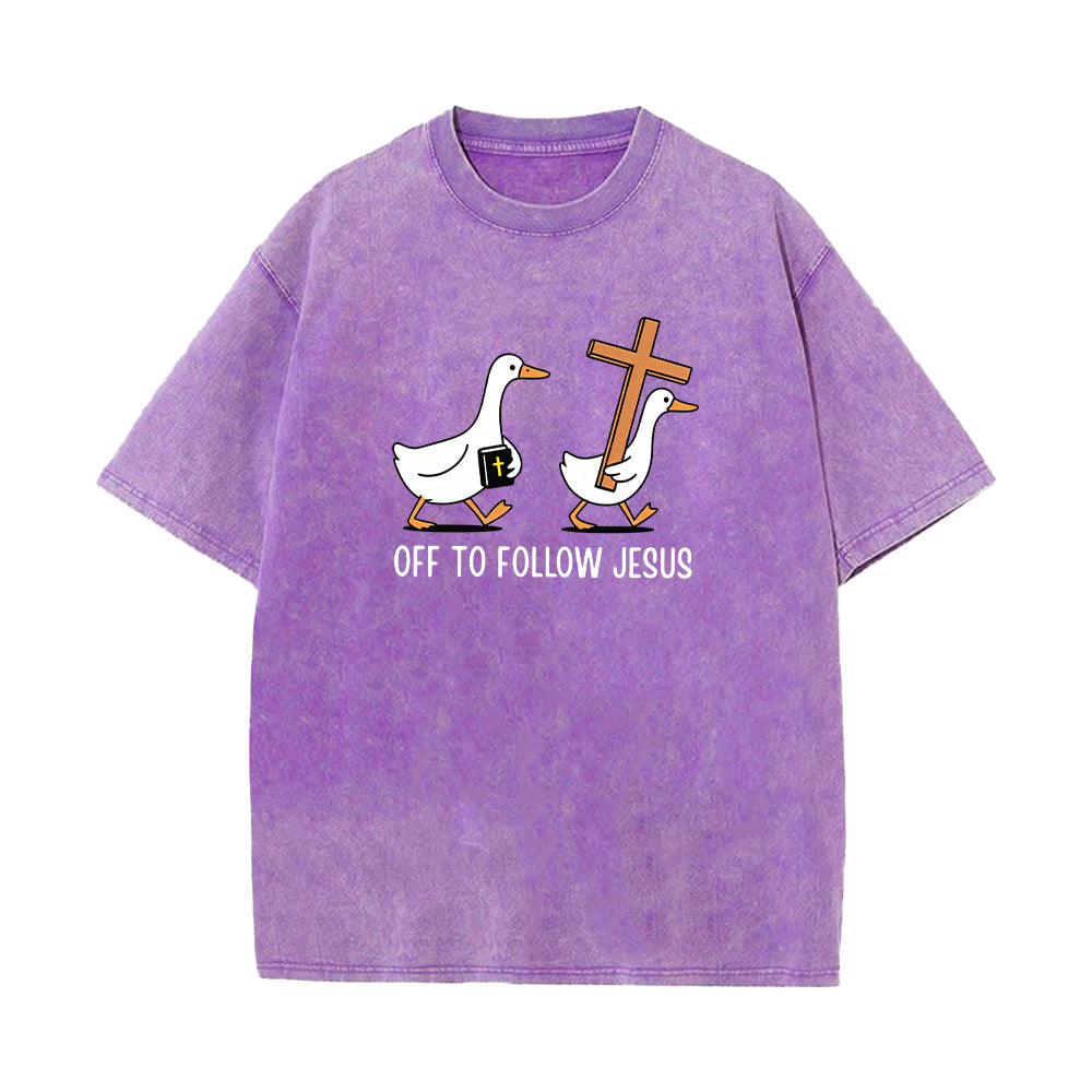 Christian Duck Graphic Unisex Washed T-Shirt