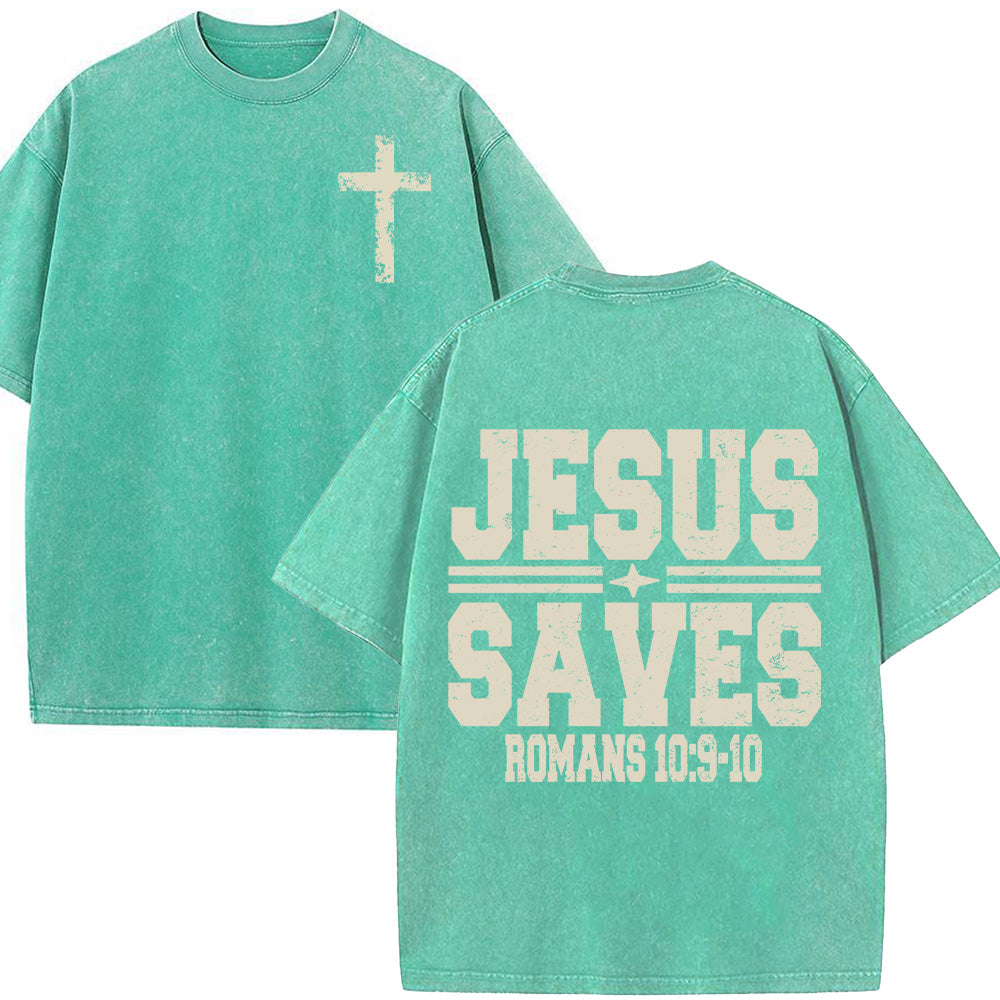 Jesus Saves Unisex Washed T-Shirt