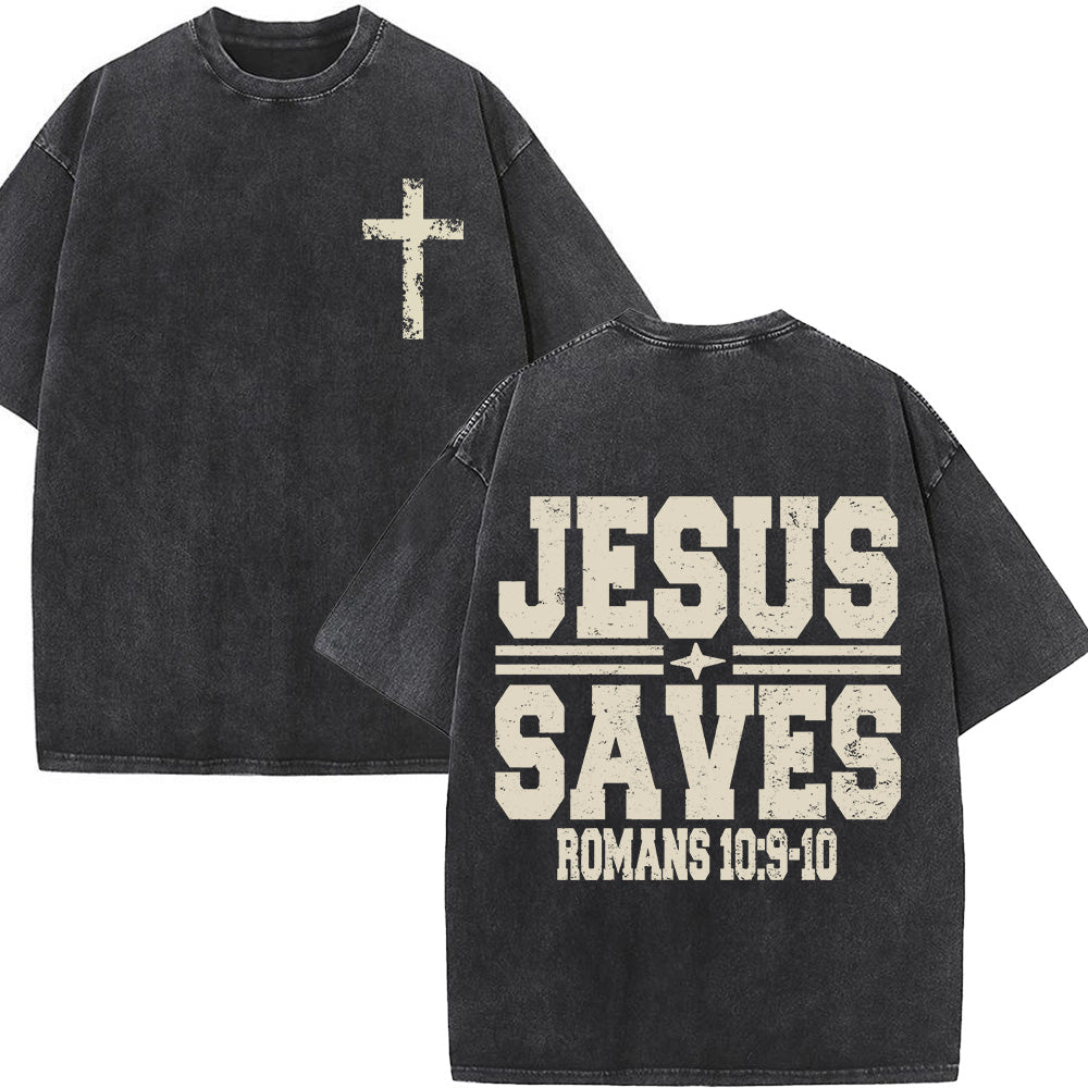 Jesus Saves Unisex Washed T-Shirt