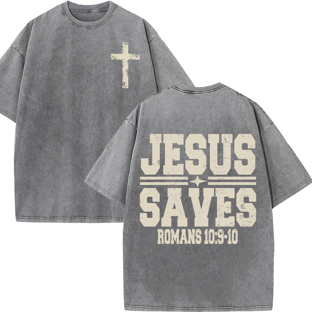 Jesus Saves Unisex Washed T-Shirt