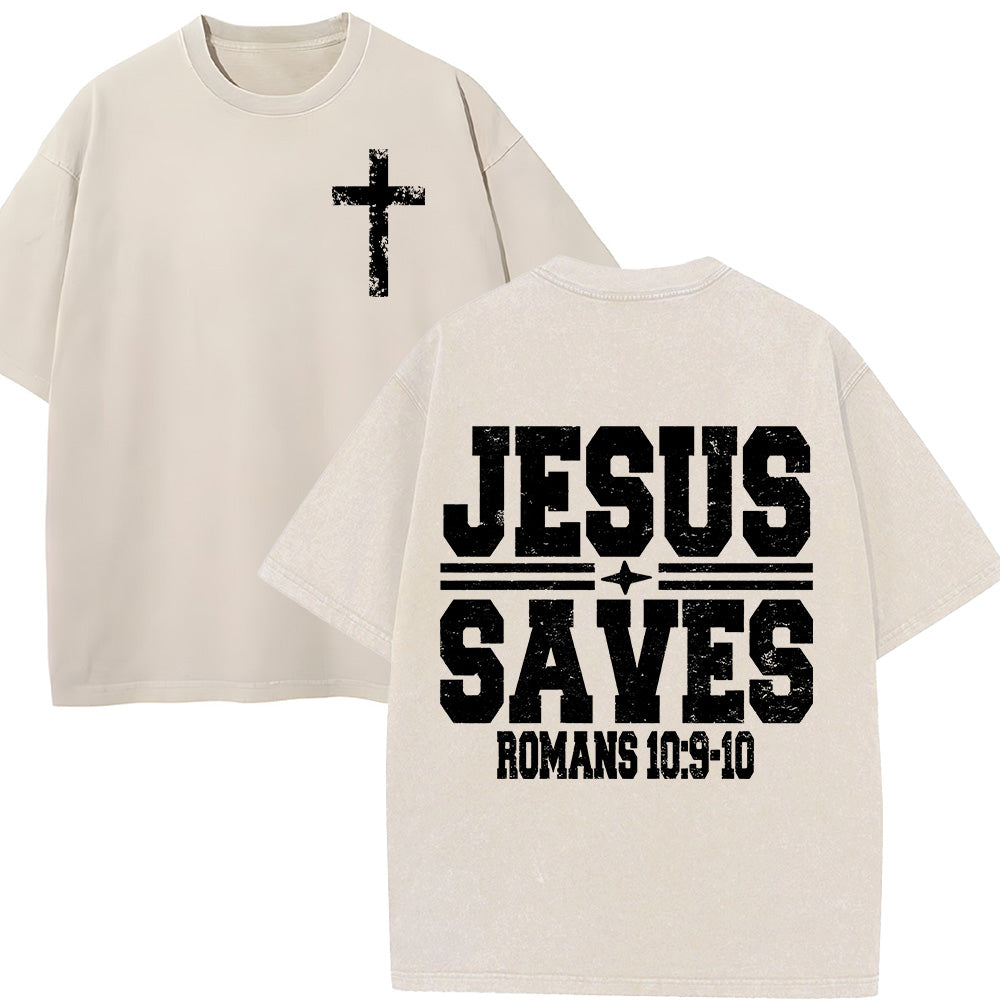 Jesus Saves Unisex Washed T-Shirt