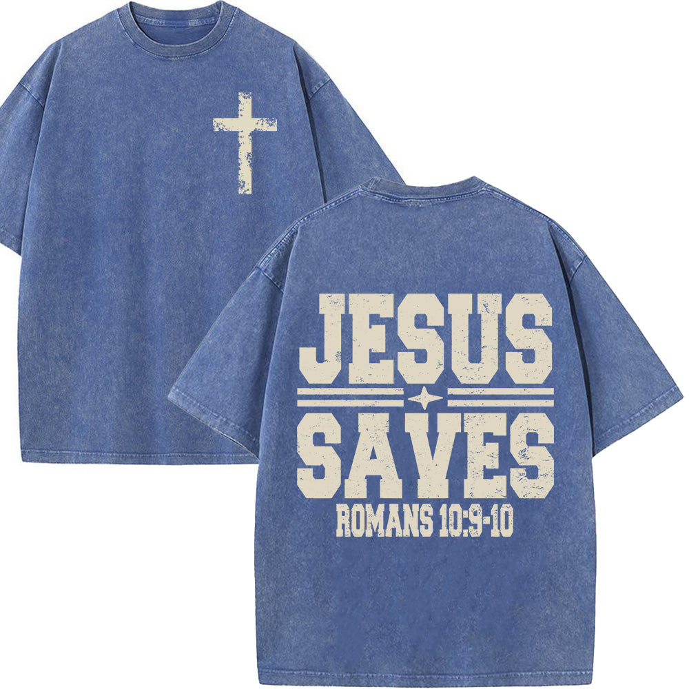 Jesus Saves Unisex Washed T-Shirt