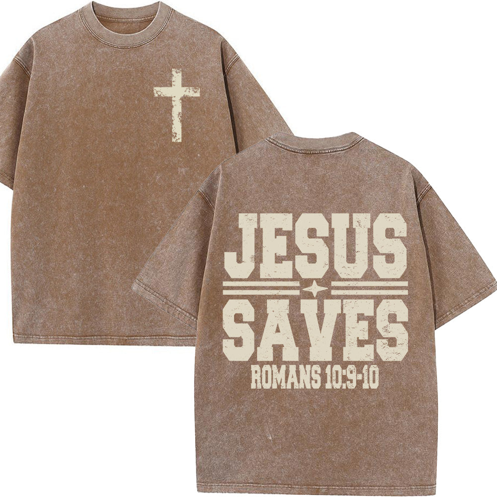 Jesus Saves Unisex Washed T-Shirt