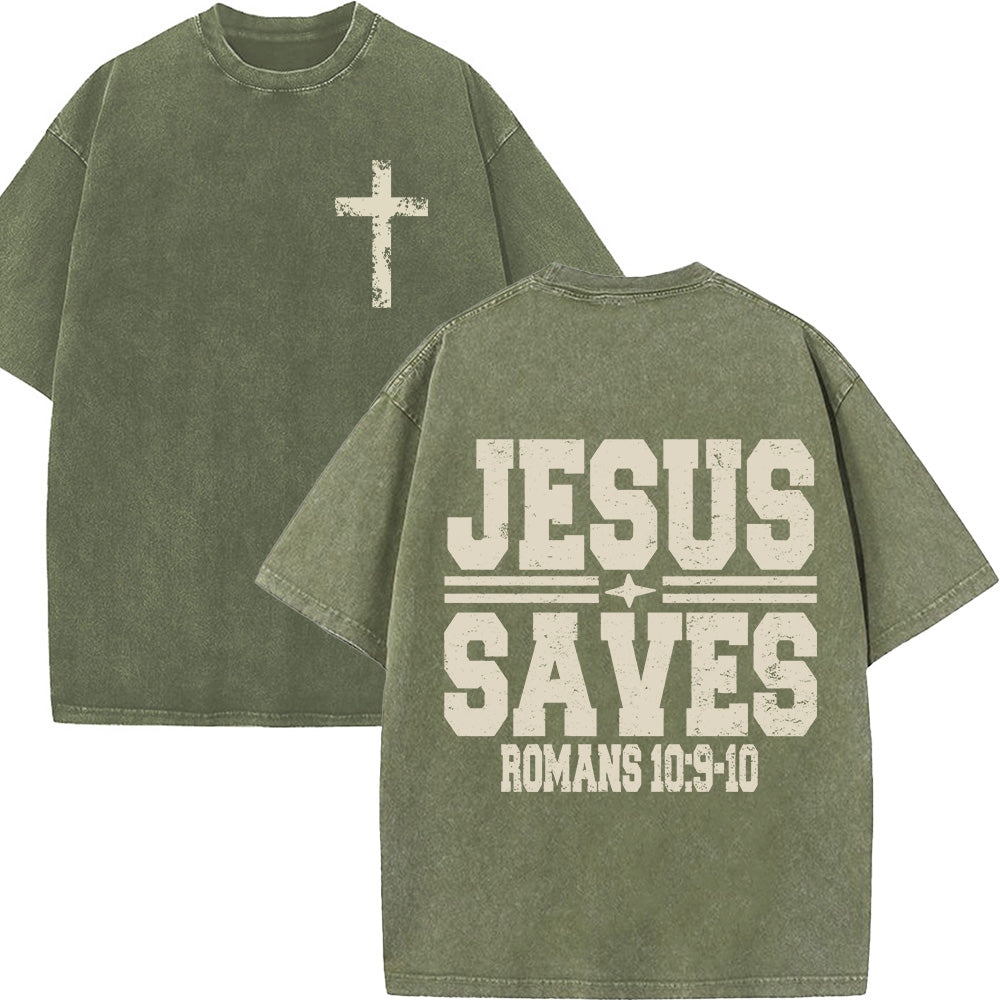 Jesus Saves Unisex Washed T-Shirt
