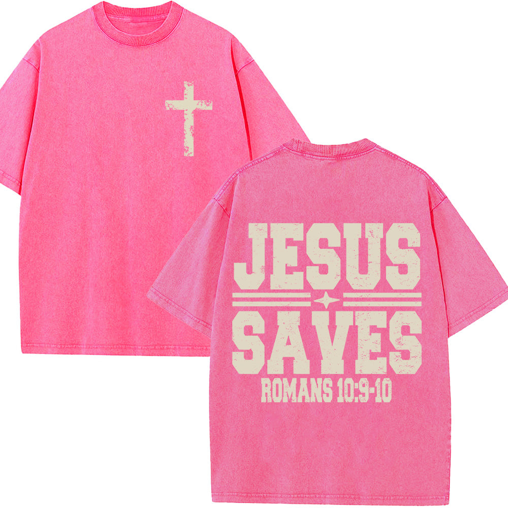 Jesus Saves Unisex Washed T-Shirt