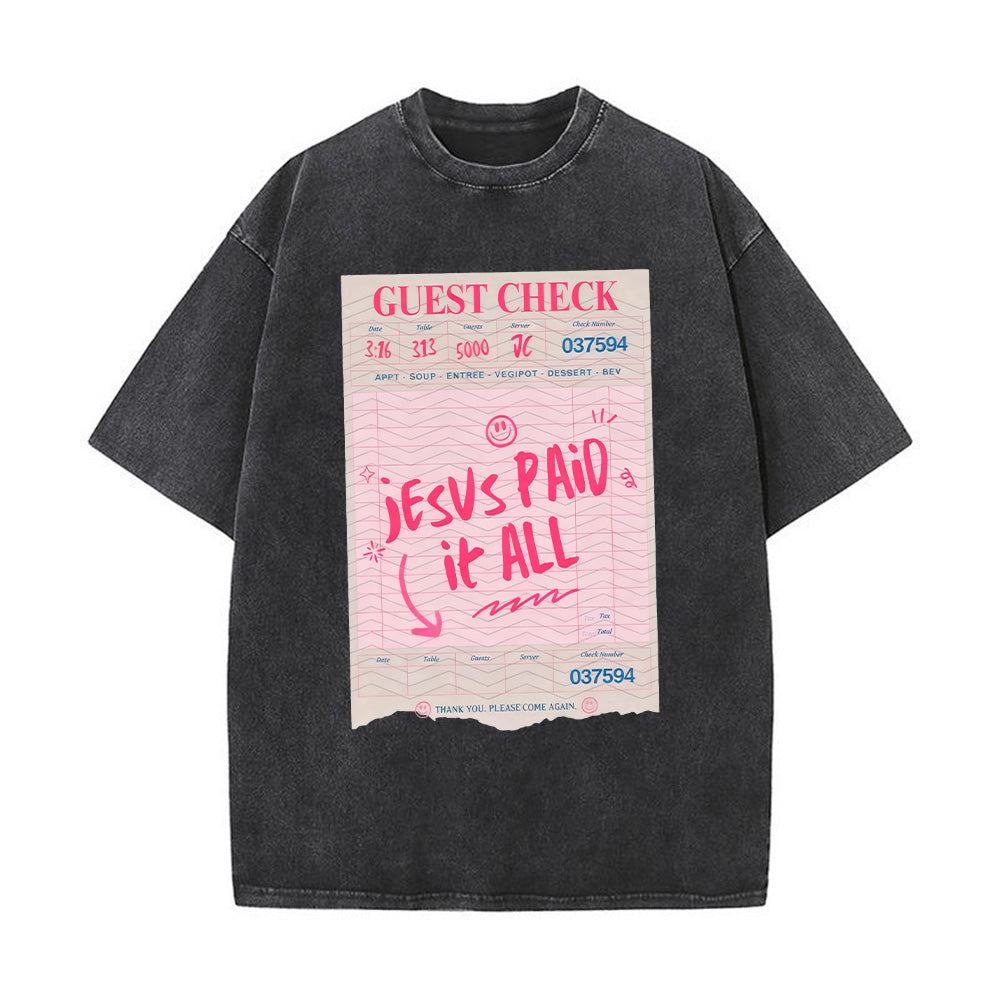 Jesus Paid it All Unisex Washed T-Shirt