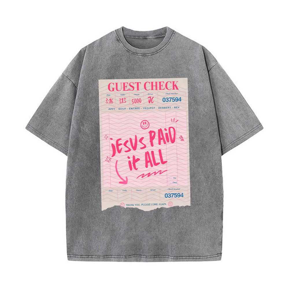 Jesus Paid it All Unisex Washed T-Shirt