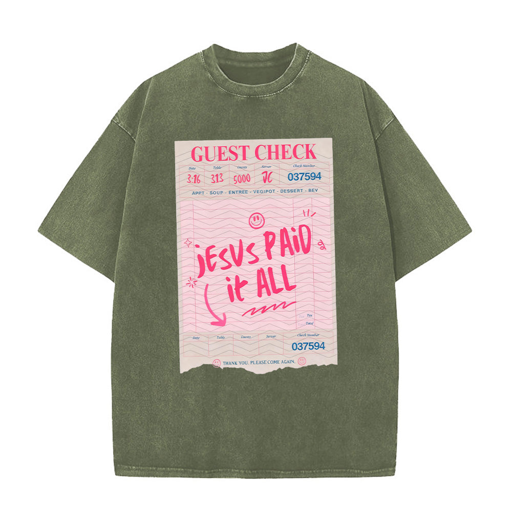 Jesus Paid it All Unisex Washed T-Shirt