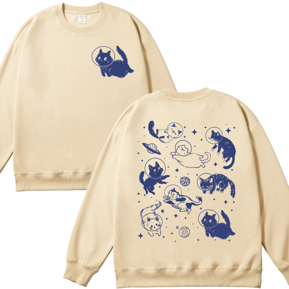 Cats in Space Unisex Cotton Sweatshirt