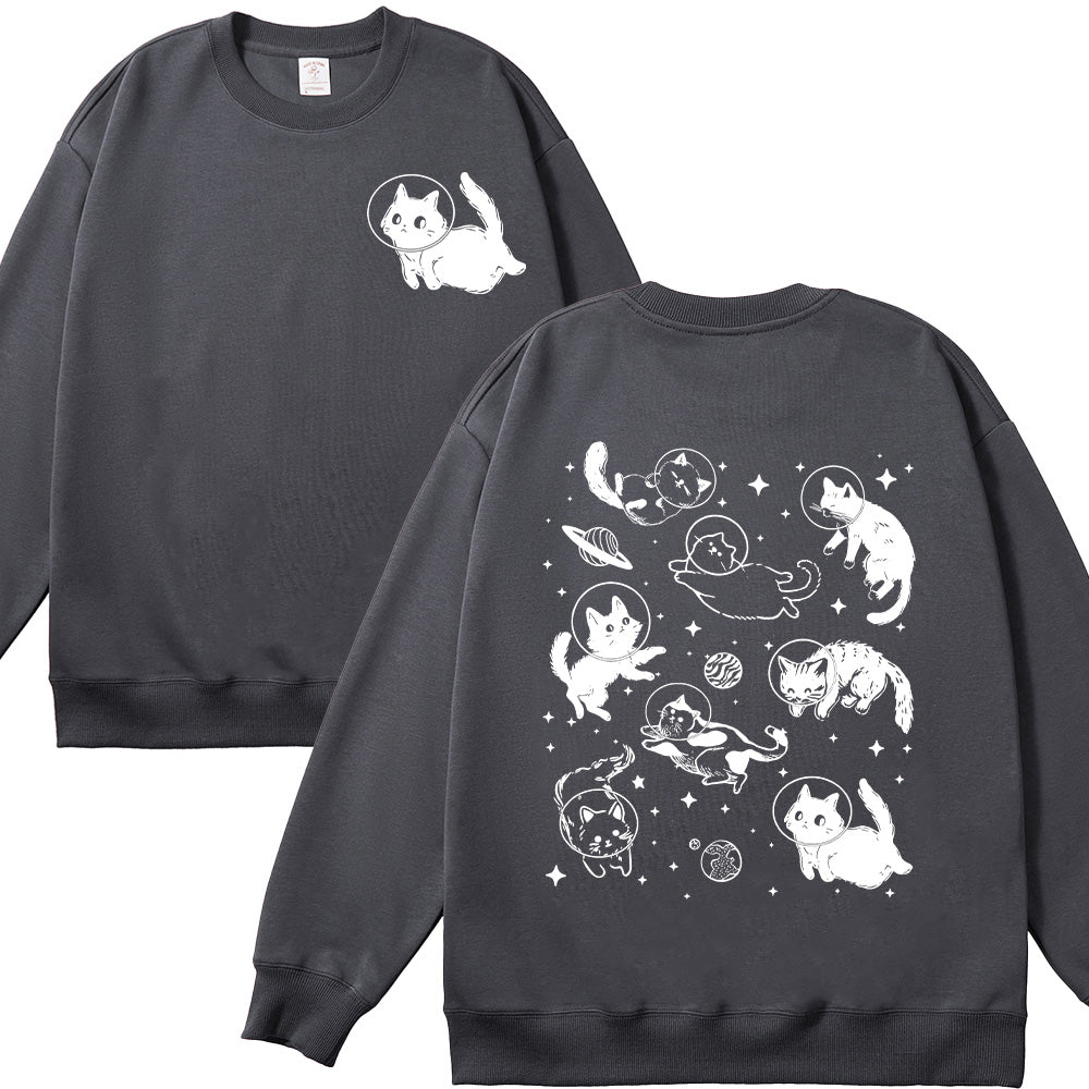 Cats in Space Unisex Cotton Sweatshirt