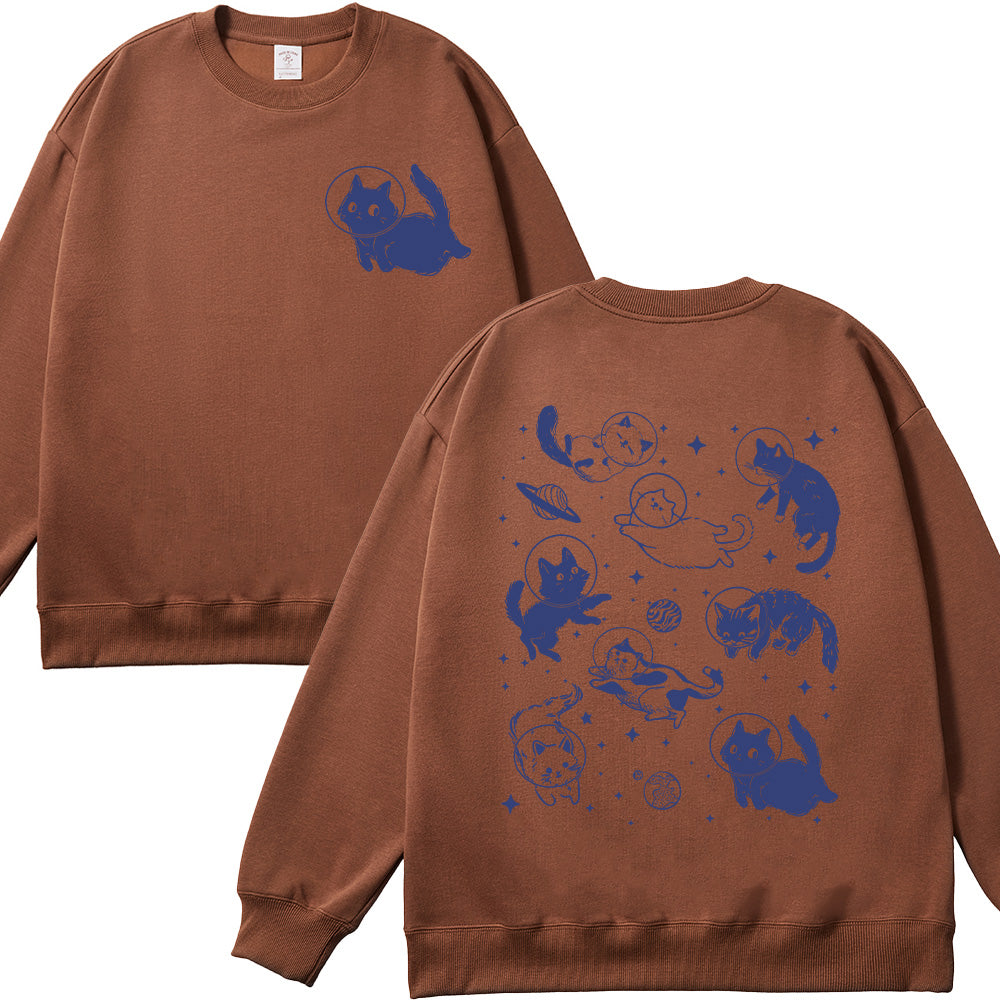 Cats in Space Unisex Cotton Sweatshirt