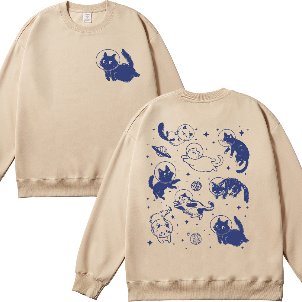 Cats in Space Unisex Cotton Sweatshirt