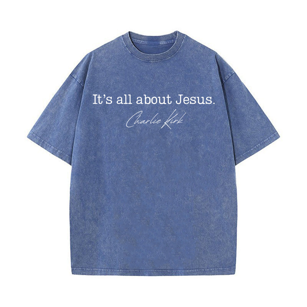 Its all about Jesus Unisex Washed T-Shirt