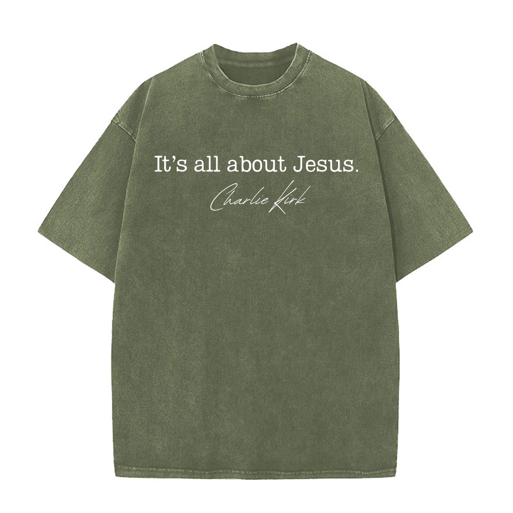 Its all about Jesus Unisex Washed T-Shirt