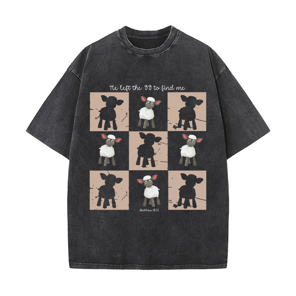 Checkered Lamb Graphic Unisex Washed T-Shirt