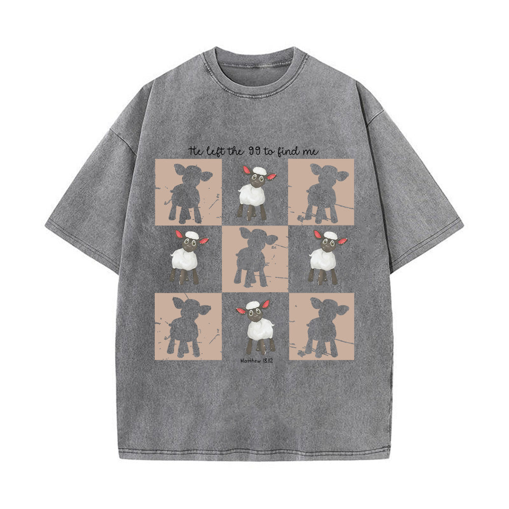 Checkered Lamb Graphic Unisex Washed T-Shirt